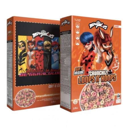 Crunchiz Loops N Hoops Miraculous Cereal - 12 x 375g