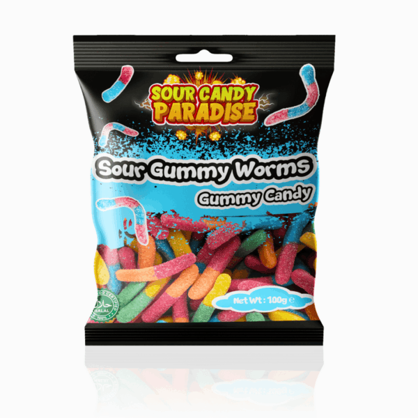 Candy Paradise Bag Sour Worms - 12 x 100g