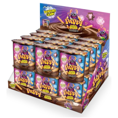 Pappi Chocolate & Hazelnut Cream Sticks with Popping Candy - 24 x 55g