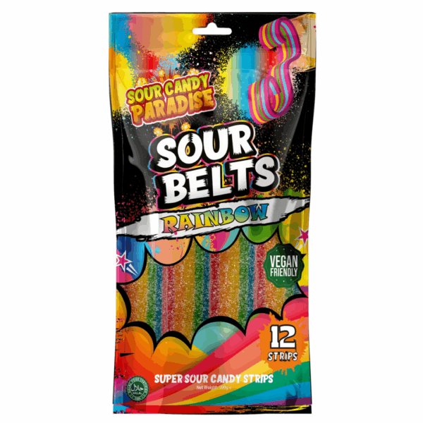 Candy Paradise Sour Belts Rainbow - 12 x 100g