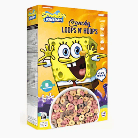 Crunchiz Loops N Hoops Spongebob Cereal - 12 x 375g
