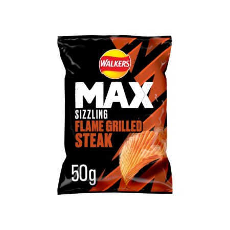 Walkers Max Sizzling Flame Grilled Steak 24x50g