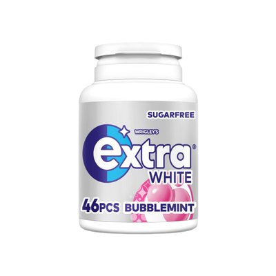 Extra Bottle White Bubblemint Sugarfree Chewing Gum 46Pieces x6