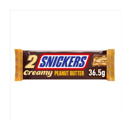 Snickers Milk Choc Bar Duo Peanut Butter 24x36.5g