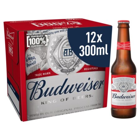 Budweiser Lager Beer Glass Bottle 4.5% ABV 12x330ml