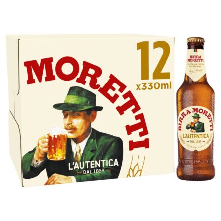 Birra Moretti Premium Beer Lager Glass Bottle 4.6% ABV 12x330ml